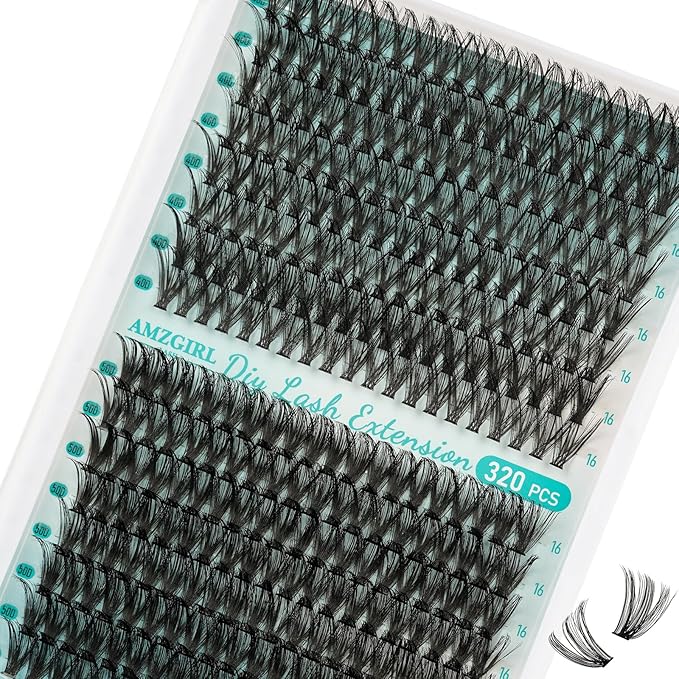 Lash Clusters Wispy 320PCS Eyelash Extension 40D 50D Cluster Lashes Individual Lashes DIY Lash Extension Natural Look Cluster Eyelash Extensions Soft False Eyelashes at Home for Beginners(D-16mm)