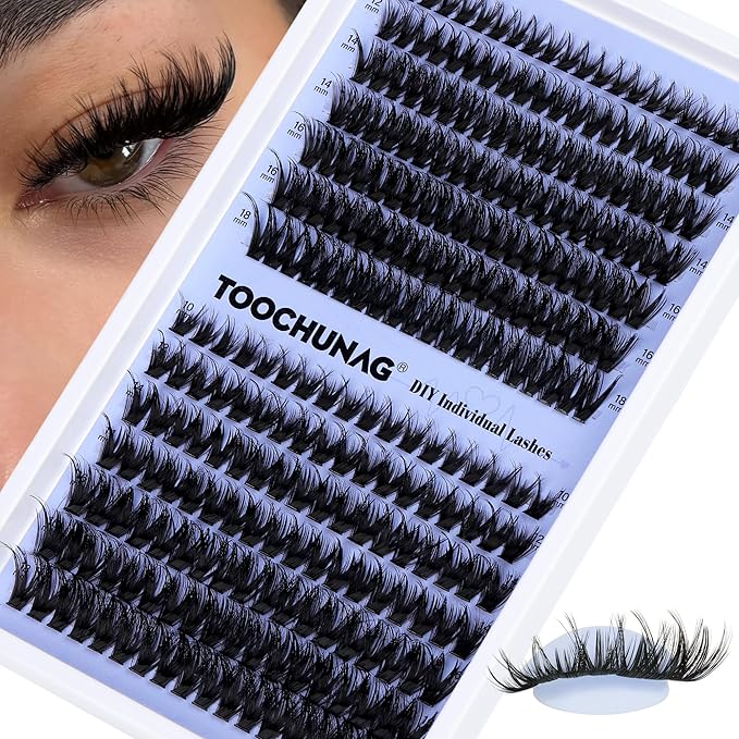 Wispy Lash Clusters Thick Eyelash Clusters 80D+100D Cluster Eyelash Extensions Spiky D Curly Lashes Clusters 266pcs DIY Cluster Lashes 10-18mm Volume Individual Eyelashes by TOOCHUNAG