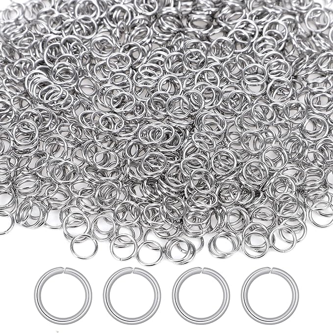 800Pcs 6mm Stainless Steel Jump Rings for Jewelry Making, Metal Split Rings Connectors, 18 Gauge Metal O Rings for DIY Craft Jewelry Making Necklaces Bracelet Earrings Keychains
