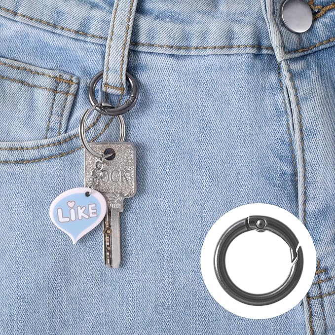 30Pcs 24mm Zinc Alloy Spring O Rings, Round Colorful Carabiner Snap Clip Trigger Buckles DIY Accessories for Keyrings Bag Purse Handbag Keychain Lanyard