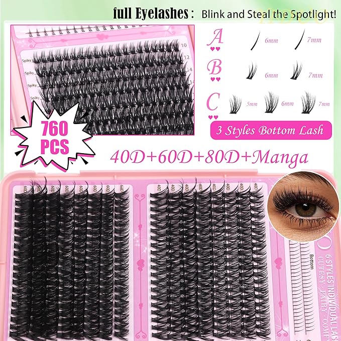 YIDUO Lashes Clusters Kit 1846Pcs Bulk Packs Volume False Eyelash Extensions D Curl Wispy Individual Eyelashes, Volume Studio Effect, Wholesale Large Pack with Glue&Seal|Tweezers|Removers|Cleanser