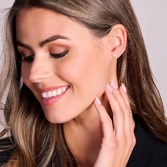 Orovi 14K / 10k Yellow Gold Round Ball Earrings. Solid Gold Earrings for Women Post & Butterfly Attach, Hypoallergenic, Lightweight, Secure Fit, Classic & Elegant Design. Includes Jewelry Box.