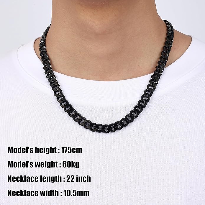 Fiusem 3.5mm Cuban Link Chains for Men, Silver Tone/Black/14K Gold Plated Stainless Steel Necklace Chain, Mens Necklace 16, 18, 20, 22, 24, 26, 28 Inch