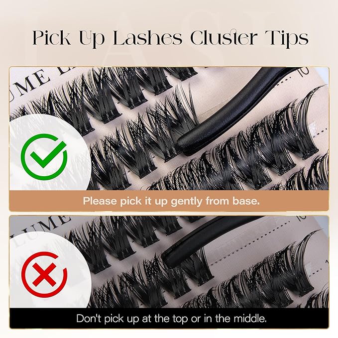 BEFER Lash Clusters, 216 Pcs D Curl Eyelash Clusters 3D Fluffy Volume Individual Lashes Extensions 10-16MM Cluster Eyelash Wispy Cluster Lashes DIY At Home(80P)