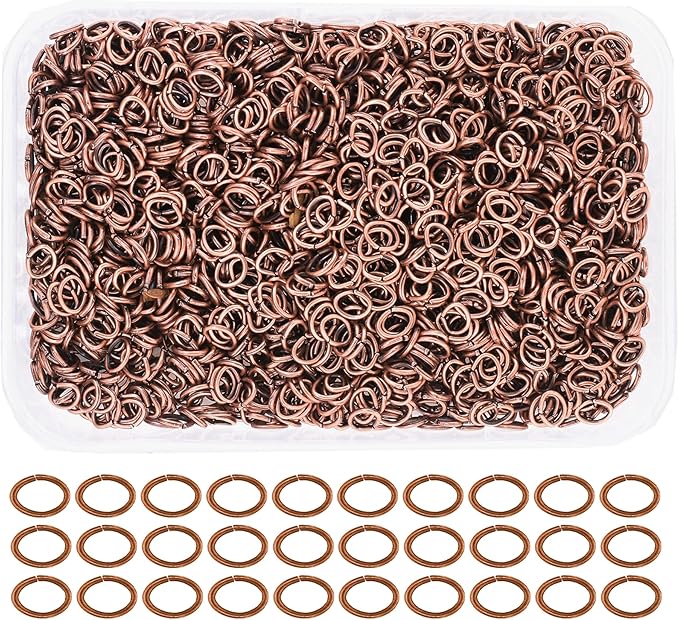 Mandala Crafts 5X4mm Antique Copper Oval Jump Rings Jewelry Findings Metal O Rings for Jewelry Making Supplies - 2400 Small Open Jump Rings Kit for Necklace Earring