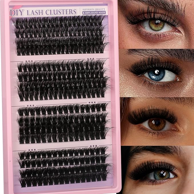 Himirell 280 Pcs Lash Clusters Extensions Kit - 60D 80D 100D 120D Faux Mink Individual Eye Lash 12-18mm Clusters with D Curl Downy Wispy Lash Clusters for Lash Extension at Home