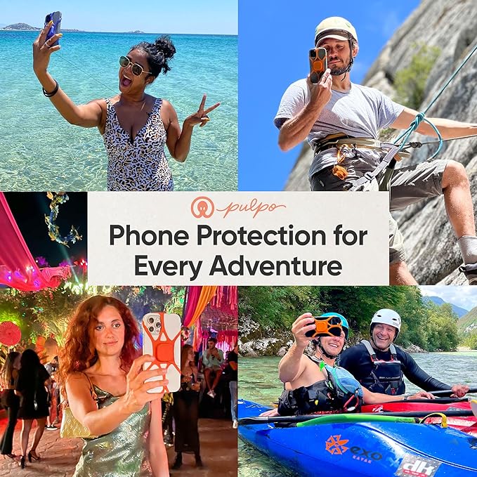 Pulpo Anti Theft Phone Leash with Retractable Dyneema Tether, Secure Phone Leash and Strap for Skiing, Kayak, Travel and Festivals, Fits Smartphones up to 6.8 Inches, 2 AM Black