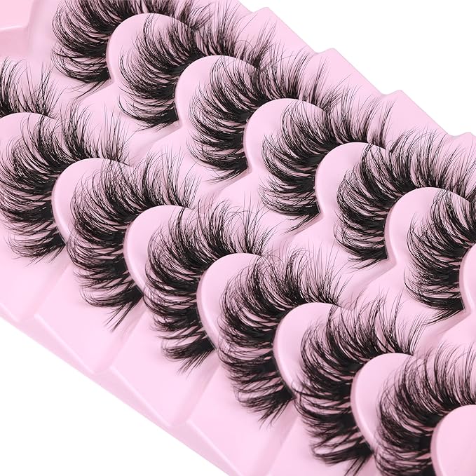 False Eyelashes Clear Band Faux Mink Lashes 18mm Long Dramatic Invisible Wispy Lashes Fake Eye Lashes Pack by Kiromiro
