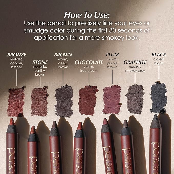 PERSONA 24HR Waterproof Eyeliner | Creamy, Smudgeable Pencil for Lash Line & Waterline | All-Day to All-Night Wear | Vegan, Cruelty-Free, Paraben-Free | Made in USA, Stone