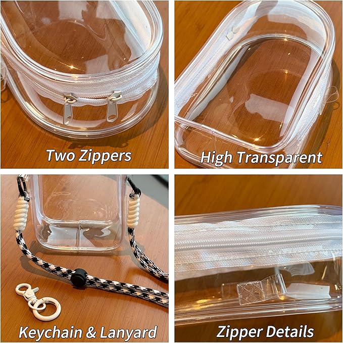 Clear Figure Display Bag with Keychain and Lanyard, Protective Doll Case, 18.5cm/7.28in Crossbody Doll Storage Bag