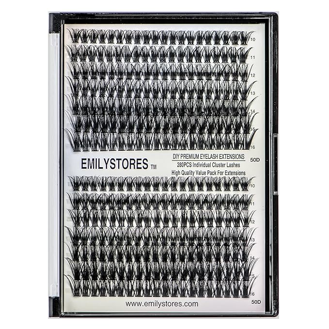 EMILYSTORES Lashes Extension Kit DIY 280pcs Lash Clusters Eyelash Extension Kit, 10-16mm Mix Sizes 60D 80D D Curl Individual Lashes Kit for DIY Eyelashes (60D+80D)