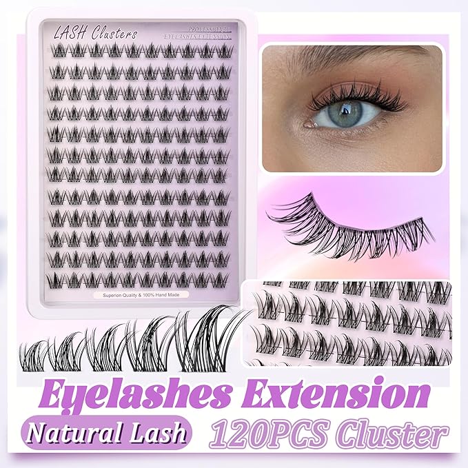 Himirell Lash Clusters Manga With Spikes Wispy Cluster Natural Eyelash Extensions Anime Eyelashes Clusters Faux Mink Fairy Individual Lash Extension Kit for Self Application
