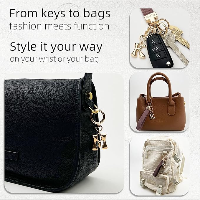 Stretchy Wristlet Initial Keychain, Key Chains Women Cute with Keyring, Llaveros para Mujer, Car Key Accessories