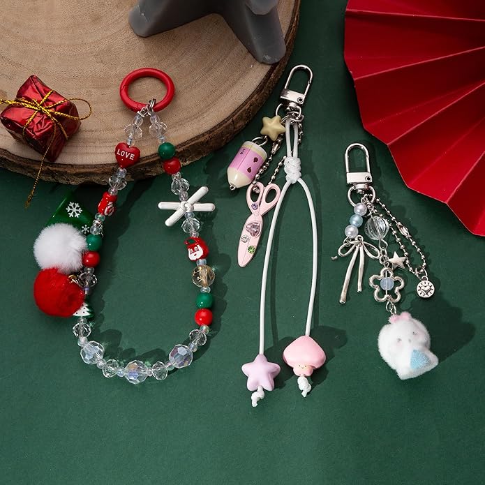 3 Pcs Aesthetic Y2K Keychain Accessories Bunny Dog Cat Keychain Pendant Star bow baseball pendant Bag Charms Backpack Handbag Charms Christmas Gifts