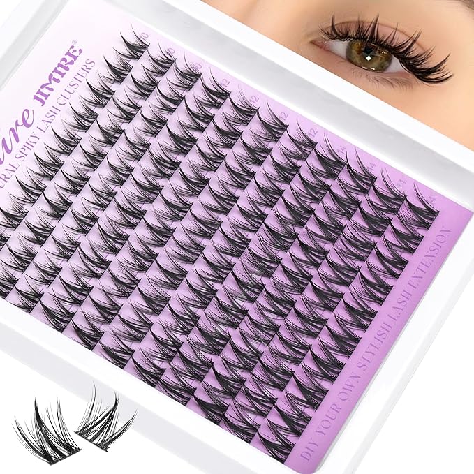 Manga Lash Clusters Natural Eyelash Clusters C Curly 10-14MM Fairy Cluster Eyelash Extensions with Spikes 110Pcs Wispy Individual Lashes Clusters DIY Natural Eyelashes Clusters at Home