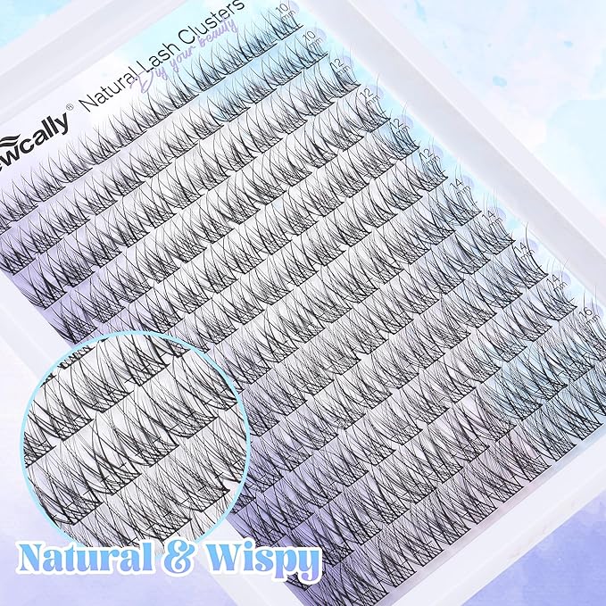 Natural Lash Clusters Wispy Eyelash Clusters C-curly DIY Lash Extension 10-16MM Cluster Eyelash Extension Individual Lashes Thin Lash Band by Newcally