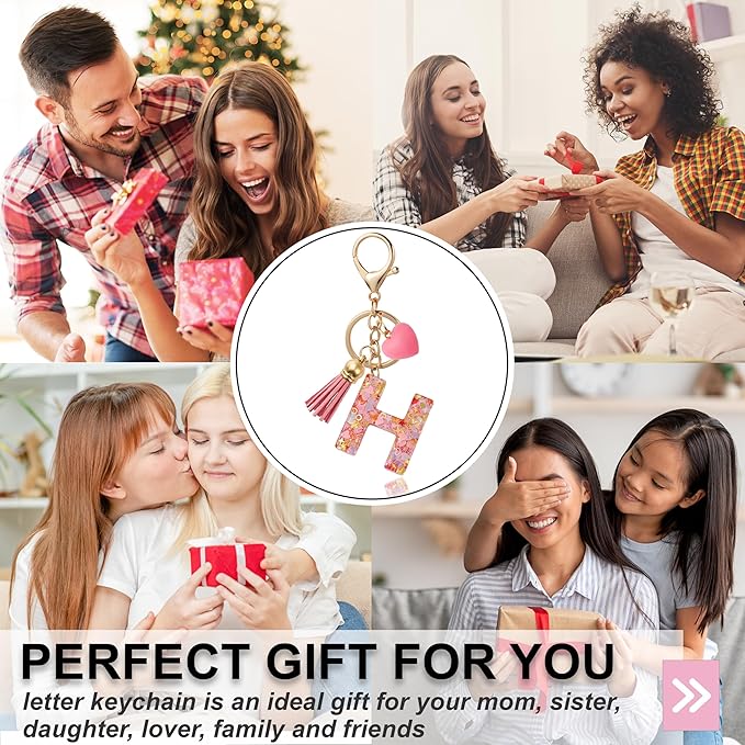 Alphabet Initial Letter Keychain Cute Heart Resin - Letter Keychain for Backpack Charms - Initial Keychains for Women