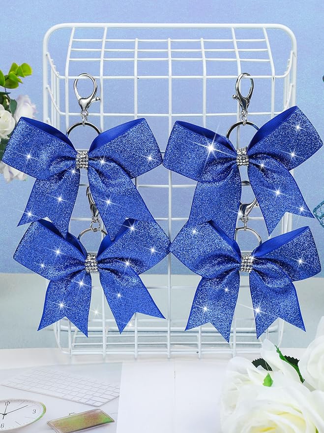 Tondiamo Cheer Bow Keychain Cheer Keychain with Rhinestones Cheerleader Keyrings for Teen Cheerleading Sports Accessory