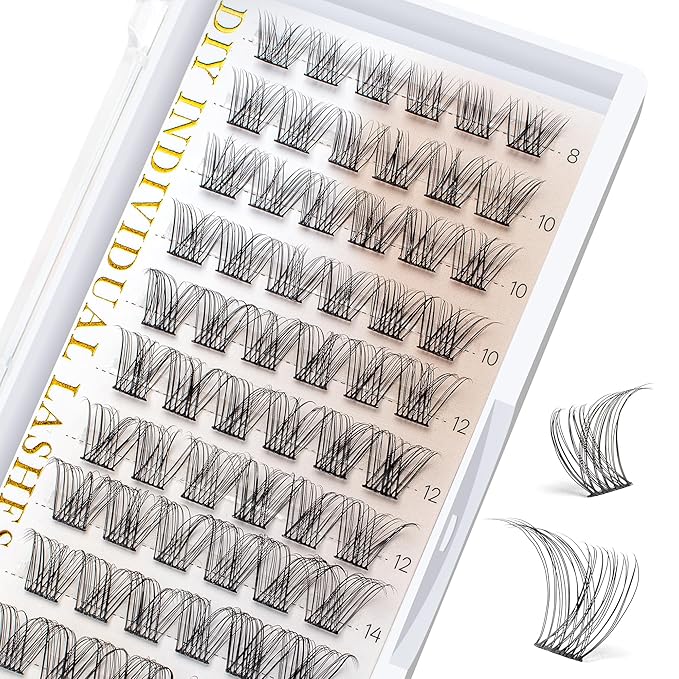 BEFER Lash Clusters, 72 Pcs D Curl Eyelash Super Fluffy Lightweight Individual Lashes 8-16MM Cluster Eyelash Extensions DIY At Home(Ethereal,FD36)