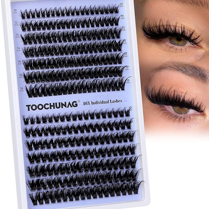 Wispy Lash Clusters Thick Eyelash Clusters 80D+100D Cluster Eyelash Extensions Spiky D Curly Lashes Clusters 266pcs DIY Cluster Lashes 10-18mm Volume Individual Eyelashes by TOOCHUNAG