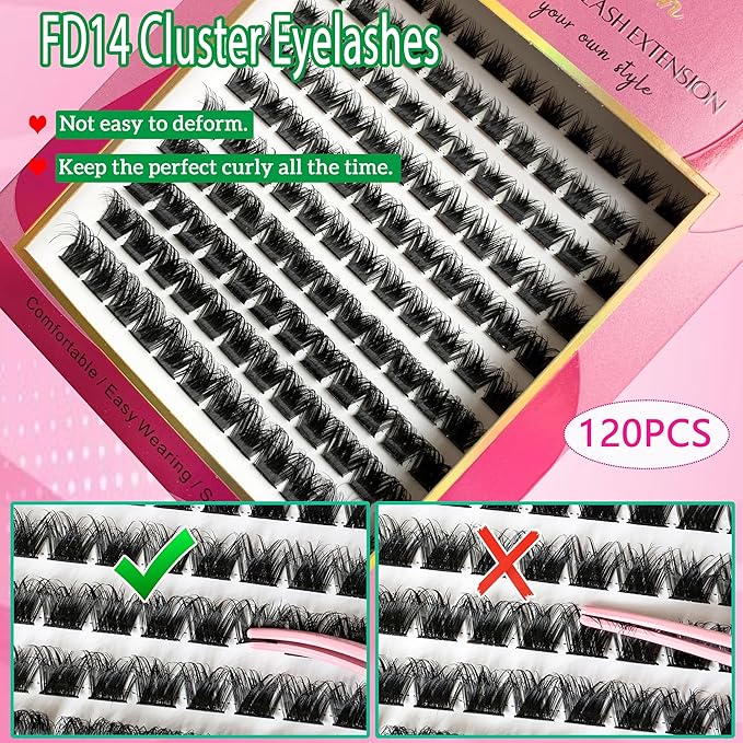 BamyLash DIY Cluster Lash Extension Kit, Professional Volume Eyelash Set, Black (F08+FD14+FD15 Lash Set)