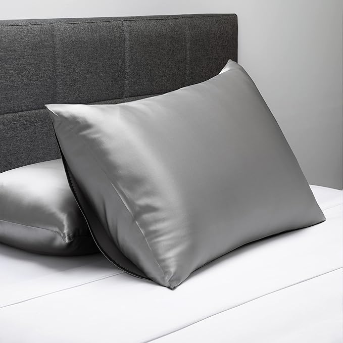 Fishers Finery 30mm 100% Pure Mulberry Silk Pillowcase, Quality Tested (Silver, King)