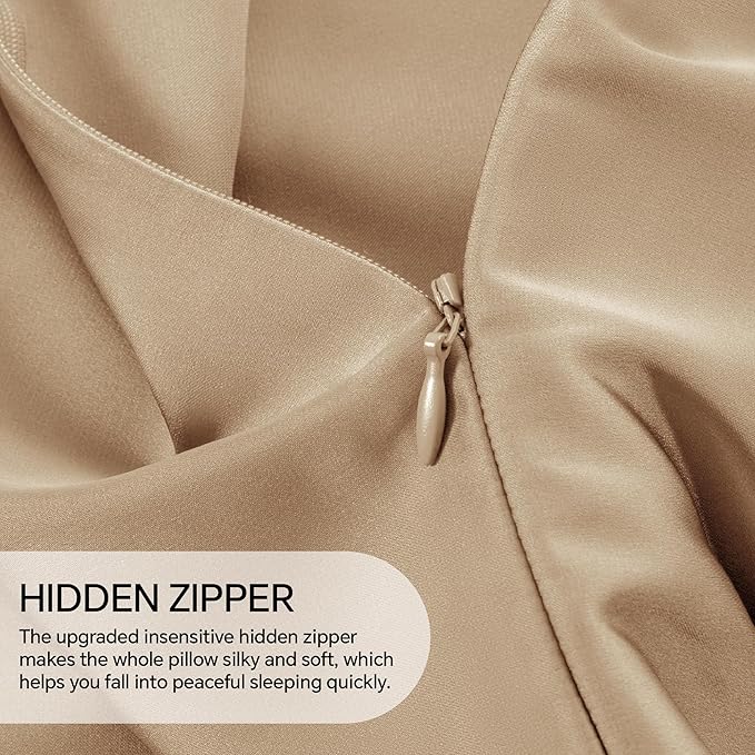 INFIIXSO Mulberry Silk Pillow Case King Size, Silk Pillowcase with Hidden Zipper 20"x36", Extraordinary Smooth and Soft Pillow Cases for Hair and Skin(Champagne, 1 Pack)