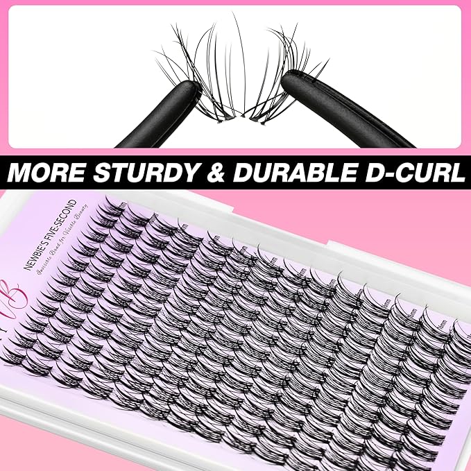 VEYESBEAUTY Lash Clusters Eyelash Extensions Thin & Invisible Band DIY Individual False Eyelashes Newbie's Five-Second Series Wispy Lash Tray for Self-application, Sylph Lashes 8-18mm Mixed Length