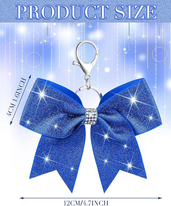 Tondiamo Cheer Bow Keychain Cheer Keychain with Rhinestones Cheerleader Keyrings for Teen Cheerleading Sports Accessory