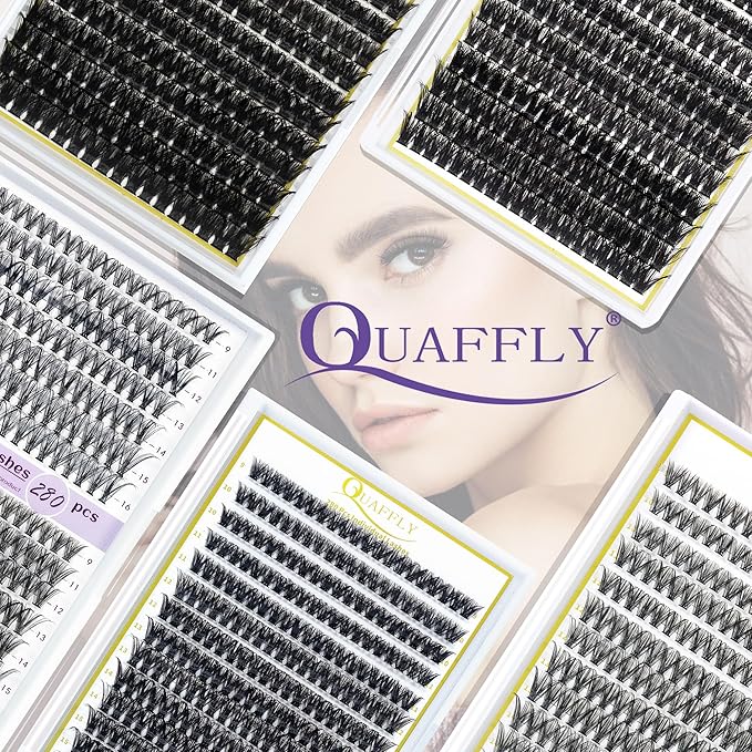 QUAFFLY 5-Pack False Eyelashes Kit with Lash Glue & Seal, Remover, Tweezers, Curler | Professional Lash Extension Set for Natural/Dramatic Look, Reusable, Salon & Home Use