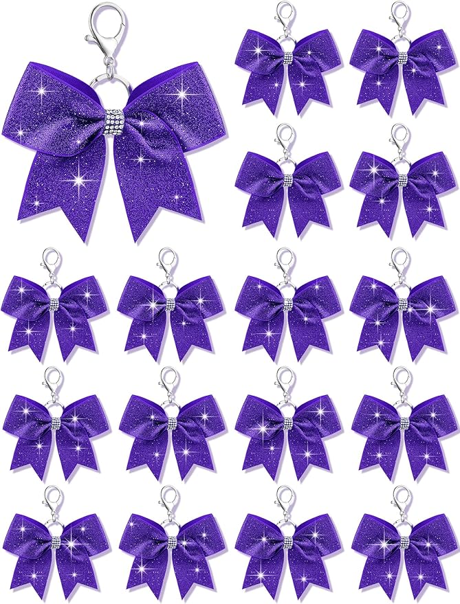 Tondiamo Cheer Bow Keychain Cheer Keychain with Rhinestones Cheerleader Keyrings for Teen Cheerleading Sports Accessory