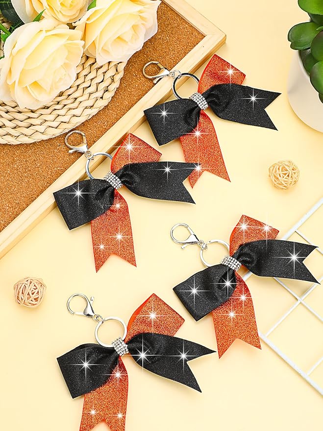 Tondiamo Cheer Bow Keychain Cheer Keychain with Rhinestones Cheerleader Keyrings for Teen Cheerleading Sports Accessory