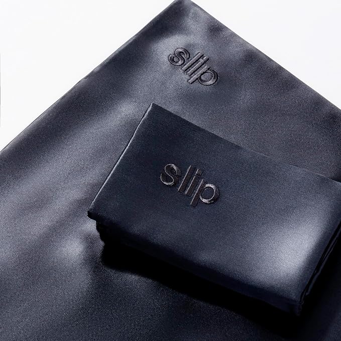 slip The Original Queen Pure Silk Pillow Case - 100% Pure 22 Momme Mulberry Silk - Queen Size Standard Pillow Case - Anti-Aging, Anti-BedHead, Anti-Sleep Crease, Black (20" x 30")