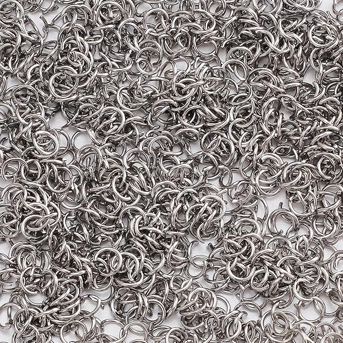 2000Pcs 5mm Stainless Steel Open Jump Rings 21 Gauge Thick Metal O Rings Single Loop Connectors for Jewelry Necklaces Bracelet Earrings Keychains Chainmail DIY Making