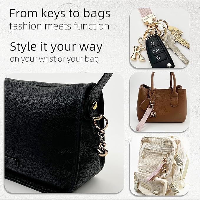 Stretchy Wristlet Initial Keychain, Key Chains Women Cute with Keyring, Llaveros para Mujer, Car Key Accessories