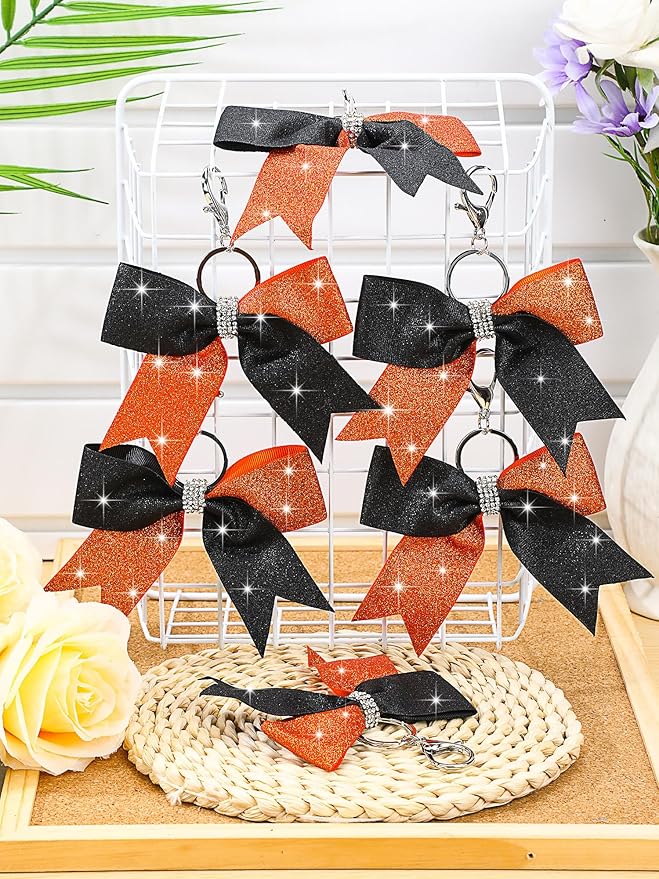 Tondiamo Cheer Bow Keychain Cheer Keychain with Rhinestones Cheerleader Keyrings for Teen Cheerleading Sports Accessory
