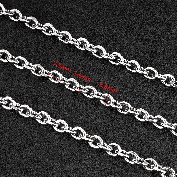 UMAOKANG 5 Meters Stainless Steel Jewelry Making Chain Roll Chunky Cable Chains for Men and Women Necklace DIY with Jump Rings and Lobster Clasps