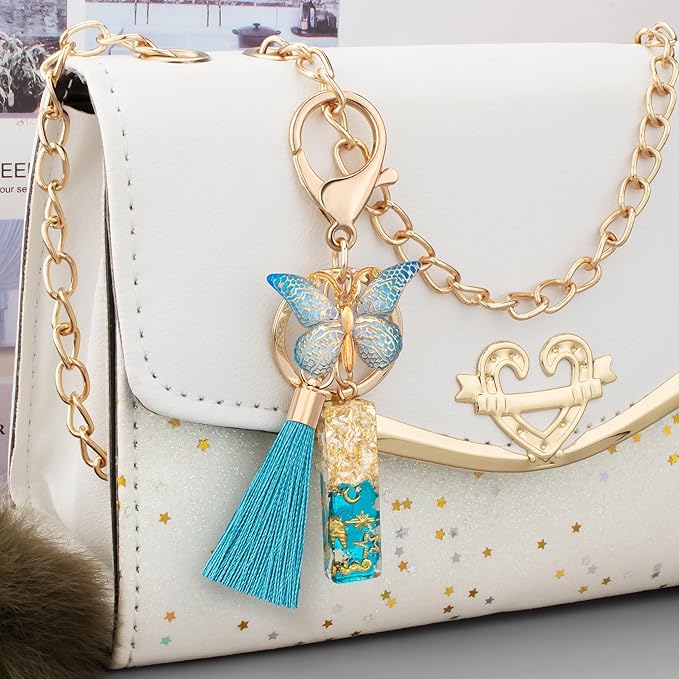 Suweibuke Cute Pink Key Chains for Women Girls, Initial Letter Keychains with Tassel, Charms for Key Purse Handbags Backpacks