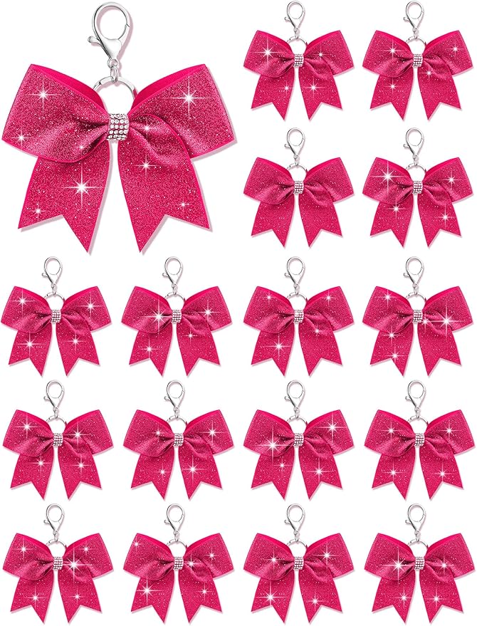 Tondiamo Cheer Bow Keychain Cheer Keychain with Rhinestones Cheerleader Keyrings for Teen Cheerleading Sports Accessory