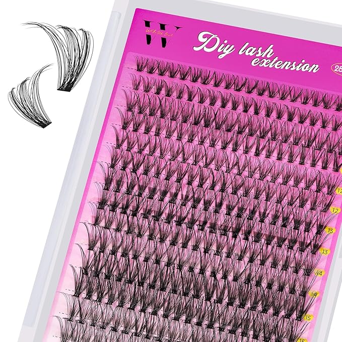 Lash Clusters 280PCS Individual Lashes D Curl Eyelash Clusters Mixed Length Cluster Eyelash Extensions Clusters Lashes with Thin Band Soft False Eyelashes DIY at Home(30D,D-Mix9-16mm)