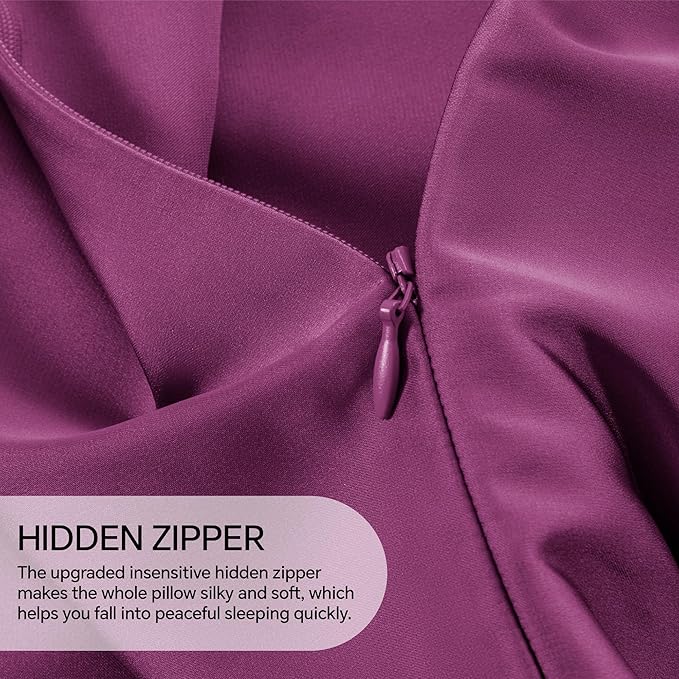 INFIIXSO Mulberry Silk Pillowcase for Hair and Skin, Silk Pillow Cases King Size with Hidden Zipper 20x40 Inches, Extraordinary Smooth and Soft Cooling Pillow Cases for Hot Sleepers(Purple, 1 Pack)