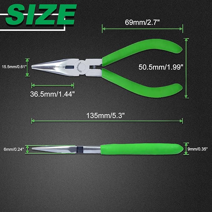 SPEEDWOX Mini Long Nose Pliers 5-1/2 Inches Chain Nose Pliers with Wire Cutter Long Needle Nose Side Cutters Serrated Jaw Precision Jewelry Making Tool for Handcraft Hobby DIY Jewelry Work