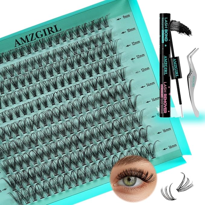Lash Extension Kit 200PCS Lash Clusters Mix Eyelash Extension Kit with Waterproof Lash Bond and Remover,Individual Lashes with Lash Tweezers for Beginners at Home(30D,D-Mix9-16mm)