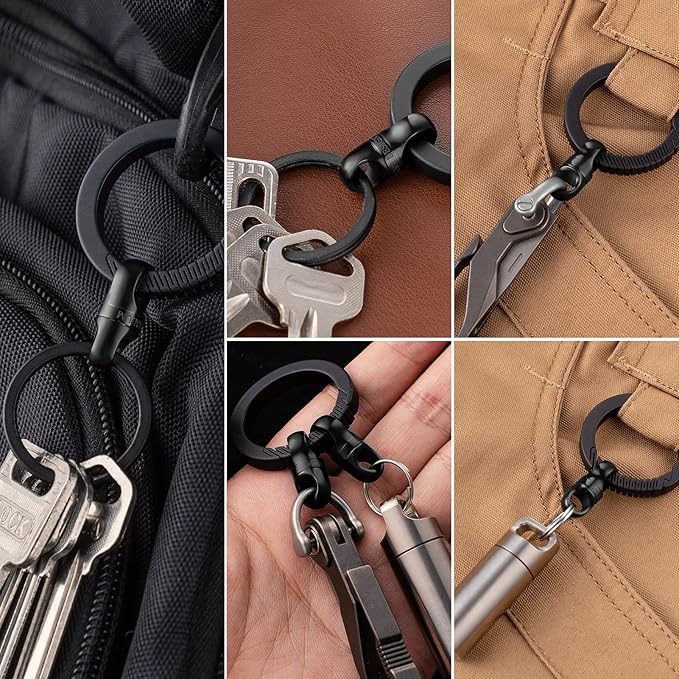 TISUR Titanium Key Ring, Key Chain Rings Heavy Duty Swivel Keyrings Carabiner Keychain For Men And Women Key Chain Assecories