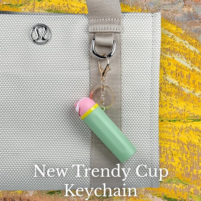 Mini Trendy Bottle Keychain Accessories Compatible with Owala Water Cute Tumbler Cup Chapstick Lip Balm Holder Charms