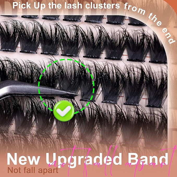 Ruairie Lash Clusters Wispy Eyelash Clusters Eyelash Extension 200D Volume Cluster Lashes 8-16MM Individual Lashes Extensions 216pcs Thick D-Curly Eye Lash Cluster