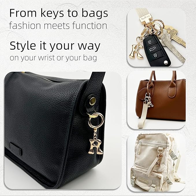 Stretchy Wristlet Initial Keychain, Key Chains Women Cute with Keyring, Llaveros para Mujer, Car Key Accessories