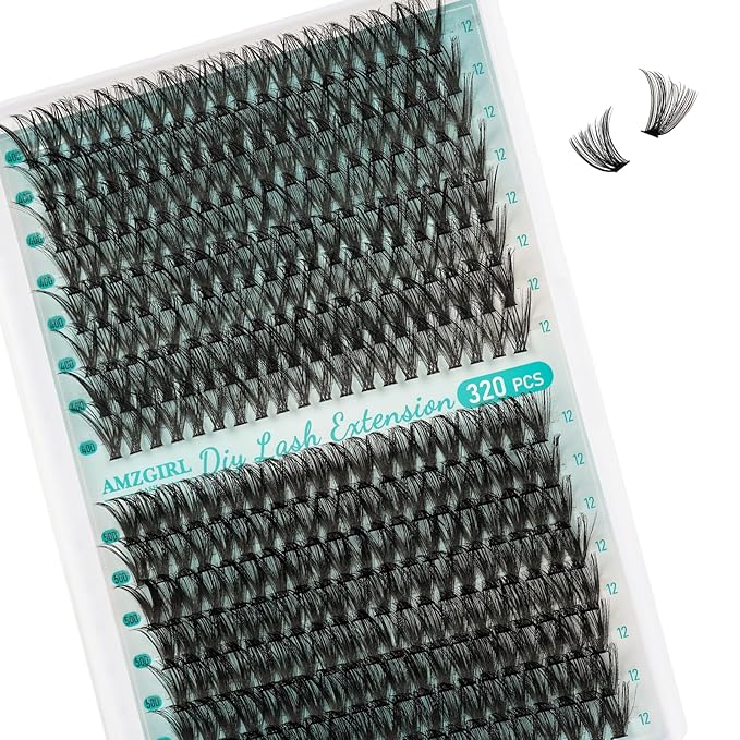 Lash Clusters Wispy 320PCS Eyelash Extension 40D 50D Cluster Lashes Individual Lashes DIY Lash Extension Natural Look Cluster Eyelash Extensions Soft False Eyelashes at Home for Beginners(C-12mm)
