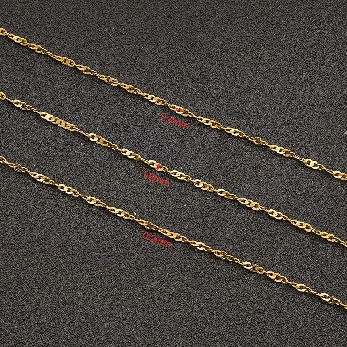 UMAOKANG 10 Meters Gold Plated Jewelry Making Chain Stainless Steel Singapore Chains Bulk on Spool Thin Chain Link