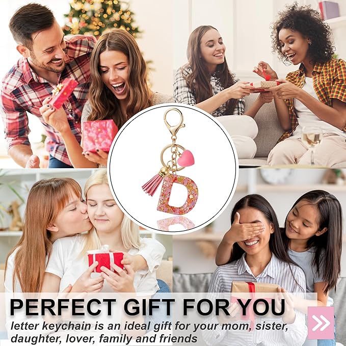 Alphabet Initial Letter Keychain Cute Heart Resin - Letter Keychain for Backpack Charms - Initial Keychains for Women
